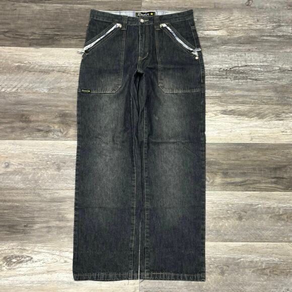 Vintage Raider Infamous Blue Dark Wash Womens‎ 16 Plaid Trim Straight Leg Jeans - Picture 2 of 13